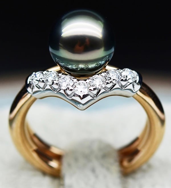 Danette Tahitian Pearl and Diamond Ring